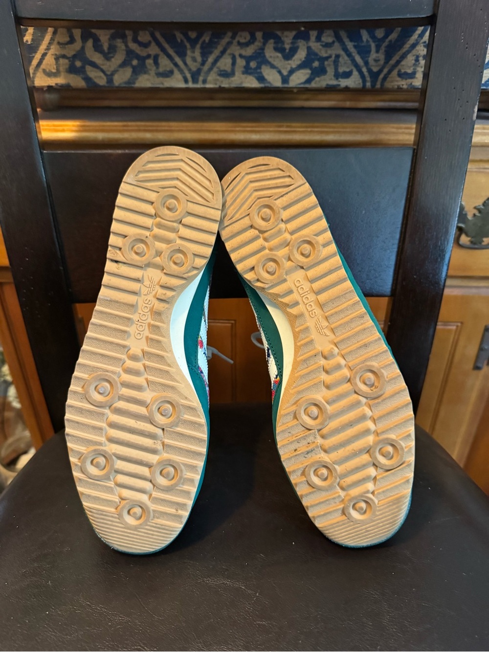 adidas Women’s Floral Green & White Sneakers - Picture 3 of 3
